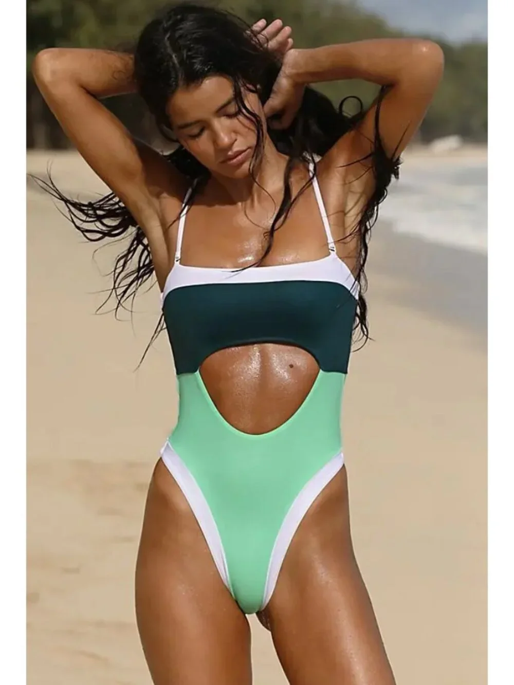 ONEONE Free People Alisha One-Piece Swimsuit in Spearmint Size X-Small NWT
